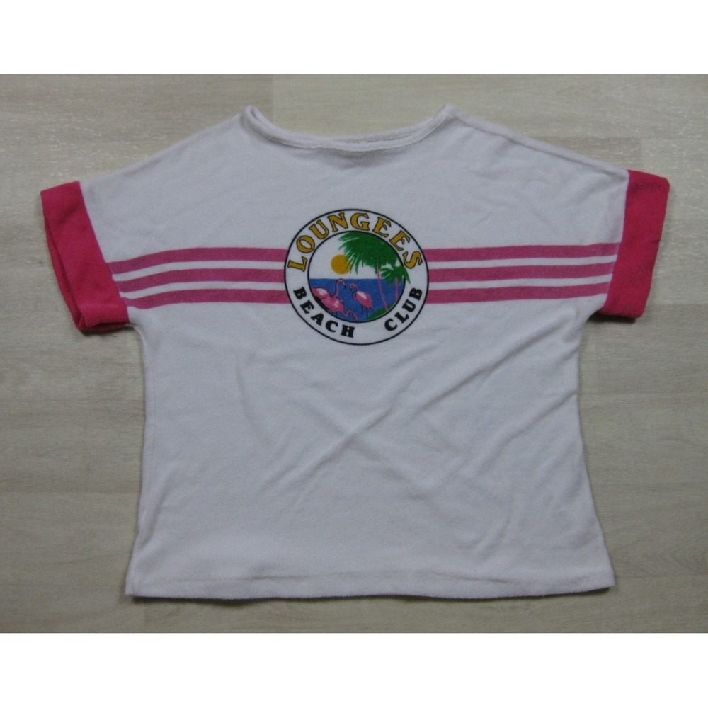 Vintage 70s Loungees Terrycloth Top T-Shirt Women's (M) Beach Club Surf Leisure